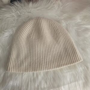 The Wetside Cashmere Cream Ribbed Knit Beanie